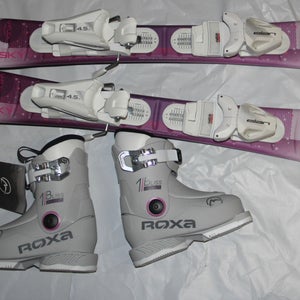 NEW 2026 ELAN SKY 70cm kids skis EL 4.5 adjustable Bindings + 15.5 Mondo boots ROXA