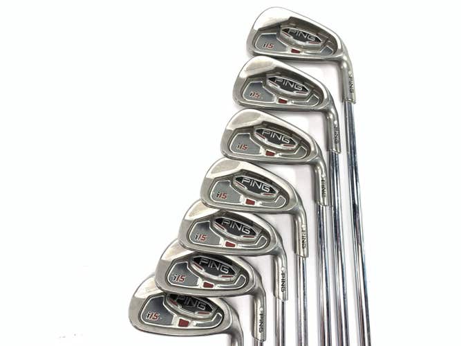 Ping i15 Iron Set 4-9+GW White Dot 3* Up AWT Stiff RH Midsize Grips +1/2''