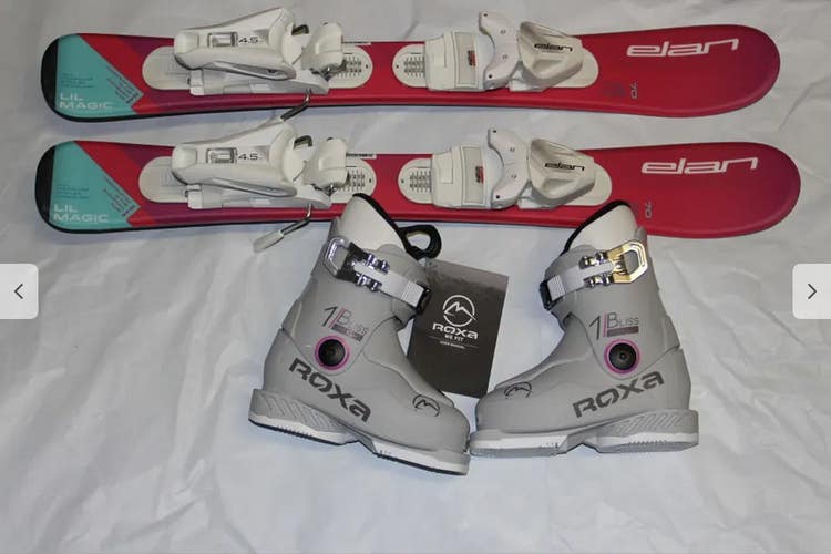 NEW 70cm kids Skis ELAN girls 2026 with adjustable bindings and 15.5 mondo boots