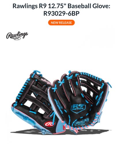 2025 Outfield RH Rawlings R9 Baseball Glove 12.75" (New)