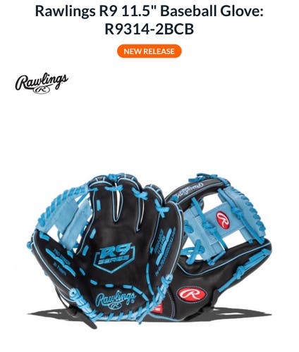 RH Throw Rawlings R9 Baseball Glove 11.5" (New)