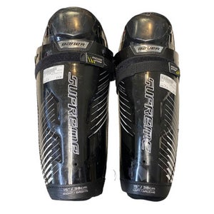 Used Bauer SUPREME S190 Senior Shin Guards Black 15" 11706-S000360905