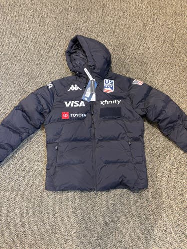 New Black Men's Large Kappa US Ski Team Issued Puffer Jacket