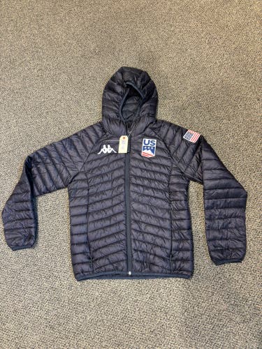 New Black Men's Large Kappa US Ski Team Issued Down Jacket