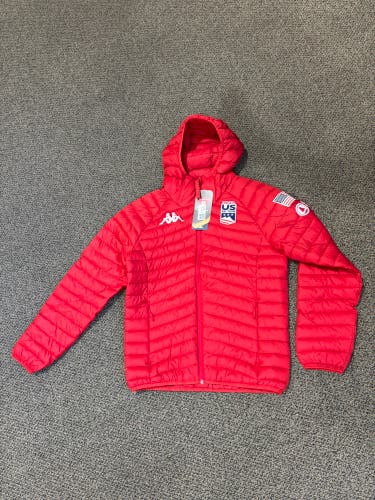 New Red Men's Large Kappa US Ski Team Issued Down Jacket