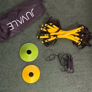 Set of speed and agility training items. Ladder, 11 cones and jump rope. See description for details