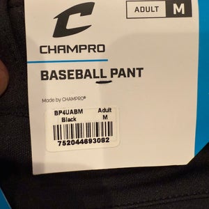 Black Men's Medium Adult Champro Game Pants (New)