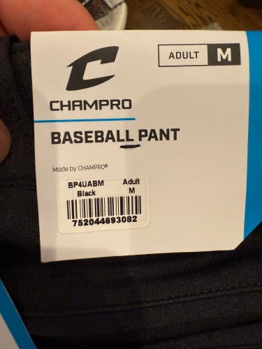 Black Men's Medium Adult Champro Game Pants (New)
