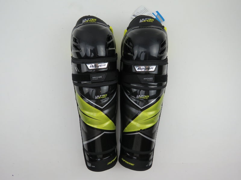 Bauer Supreme UltraSonic NHL Pro Stock Ice Hockey Player Shin Pads Protective Senior Size 17" NWT