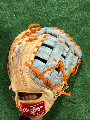Tan & Blue Rawlings Heart of the Hide (PROFM18-PA20) RH First Base Baseball Glove 12.5" (Used)
