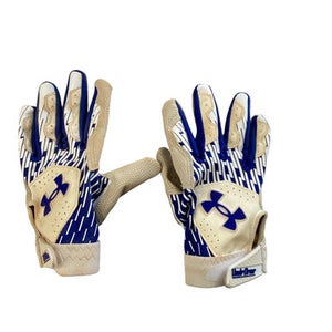 Used Under Armour BB/SB Batting Gloves Royal Blue And White SM 11760-S000080726
