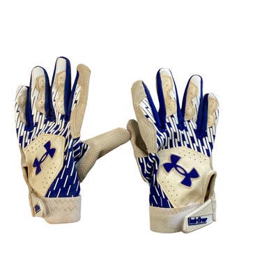Used Under Armour BB/SB Batting Gloves Royal Blue And White SM 11760-S000080726