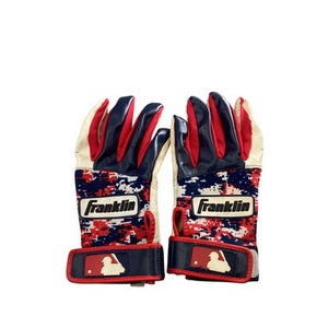 Used Franklin BB/SB Batting Gloves White/Red/Navy MD 11760-S000080663