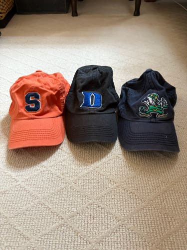 Notre Dame, Duke, Syracuse hat BUNDLE (3 hats)