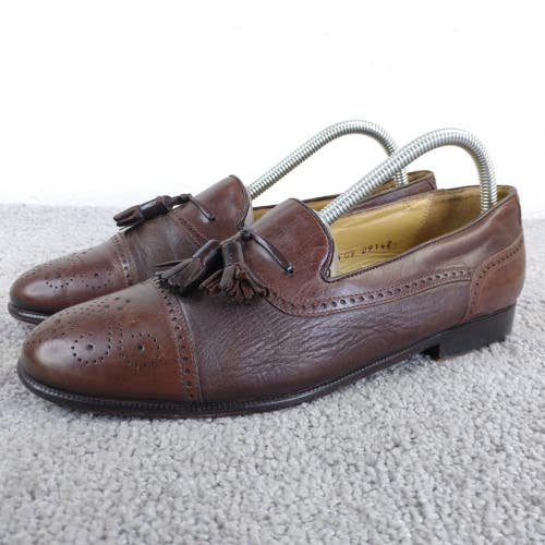 Mezlan Havana Tassel Loafers Mens Size 7.5 Shoes Cap Toe Brown Leather Spain