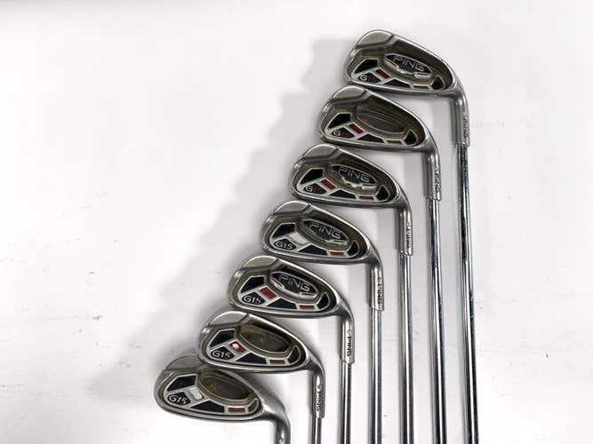 Ping G15 Iron Set 5-PW+SW White Dot 3* Up AWT Regular RH Midsize Grips