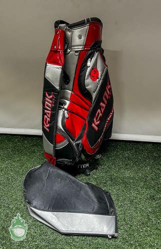 Used Krank Golf Staff Golf Bag Red/Black 7-way 8 Pockets W/ Rainhood