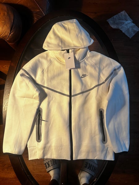 Nike Tech Fleece  Full-Zip Hoodie+pants – White/Black (Reflective Details)