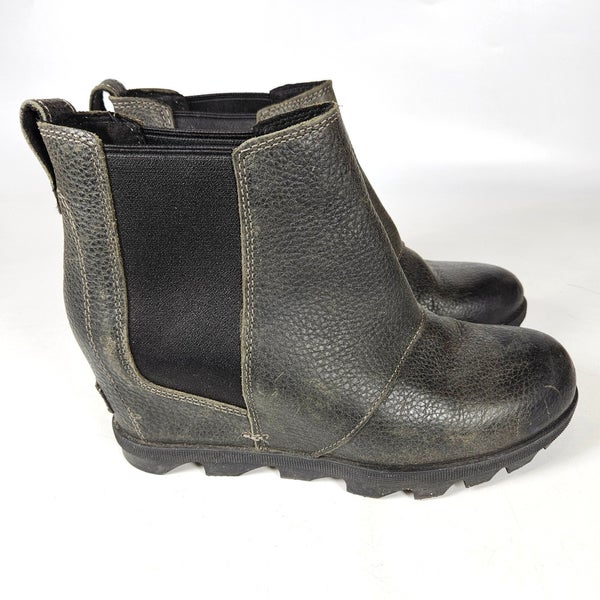 Sorel Women's Joan Of Arctic Wedge II Size 9 Charcoal Gray Leather Boots
