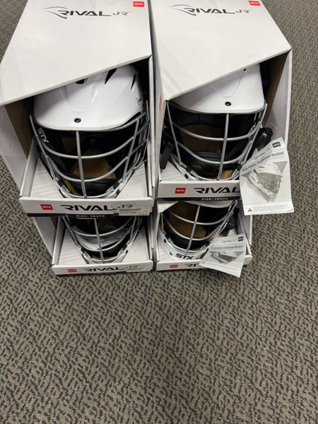 4-Pack White Youth STX Rival Helmet (New)