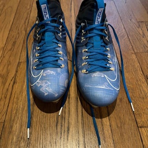 Blue Men's Size M 10.5 (W 11.5) Adult Nike Trout High Top Metal (Used)