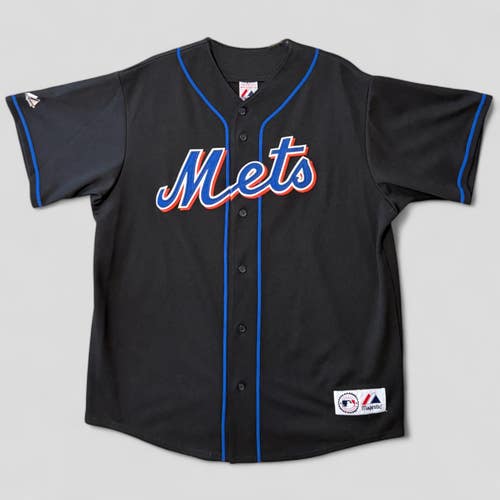 Vintage Majestic MLB New York Mets Carlos Delgado Stitched Black Jersey Size XL