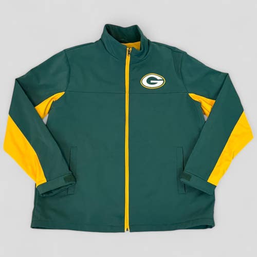 Green Bay Packers Bomber Jacket Woven Full Zip Green Yellow Medium Weight Size L