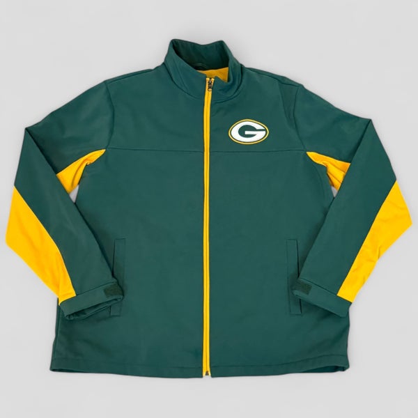 Green Bay Packers Bomber Jacket Woven Full Zip Green Yellow Medium Weight Size L