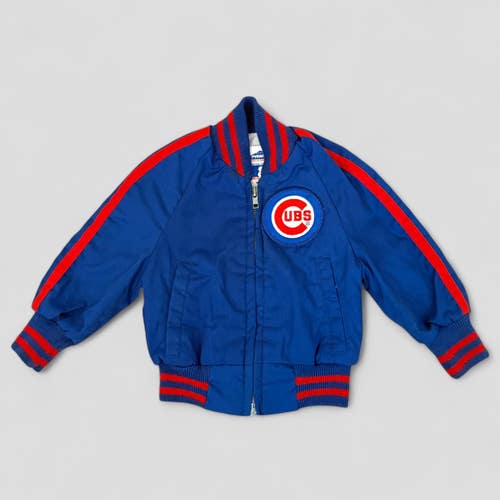 Chicago Cubs Full Zip Jacket Blue Vintage 80s Pyramid Tag MLB Youth Large