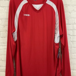 Inaria TechPlay 1832-SCW 100% Polyester Long-Sleeve Soccer Shirt Red White XL