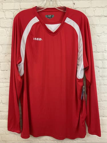 Inaria TechPlay 1832-SCW 100% Polyester Long-Sleeve Soccer Shirt Red White XL