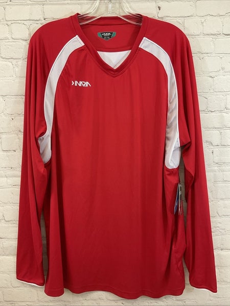 Inaria TechPlay 1832-SCW 100% Polyester Long-Sleeve Soccer Shirt Red White XL