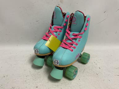 Used RollerDerby PIXIE 12-2 Junior Roller Quad Skates Sky Blue Adjustable 11855-S000189664
