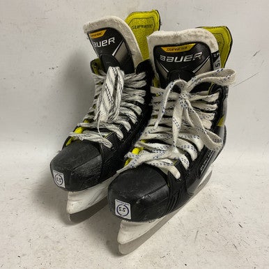 Used Bauer SUPREME 3S Intermediate Hockey Skate White/Black/Yellow Intermediate 5.5 11855-S000189657