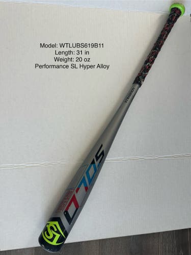 2019 Louisville Slugger Solo 619 Alloy USABat Certified Bat (-11) 20 oz 31" (Used)