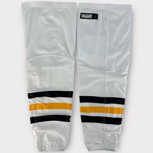 Pro Stock Used CCM Large, XL Wilkes-Barre/Scranton Penguins Away White Hockey Socks