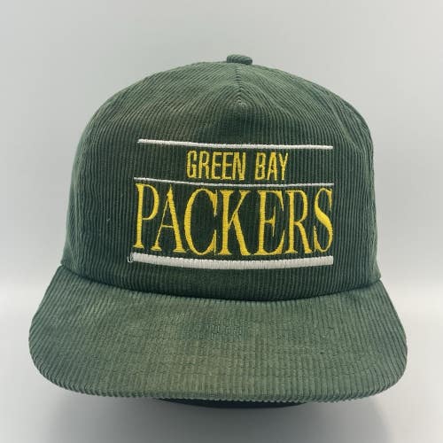 Vintage NFL Green Bay Packers Hat Corduroy Spell Out Embroidered Snapback Annco