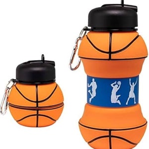 iScream Silicone Collapsible Basketball Water Bottle tumbler 18 oz wz carabiner