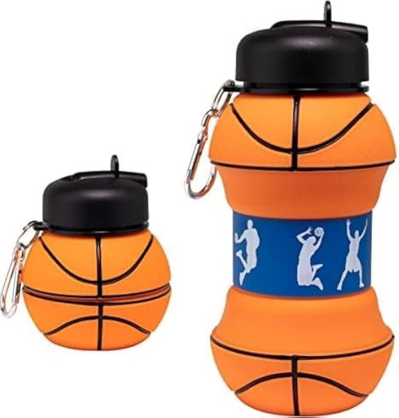 iScream Silicone Collapsible Basketball Water Bottle tumbler 18 oz wz carabiner