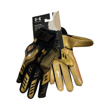 Used Under Armour RECEIVER GLOVES FB Gloves Gold SM 11859-S000024497
