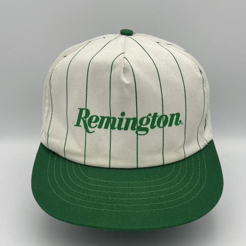 Vintage Remington Snapback Trucker Hat White And Green Pinstripes Swingster Rare