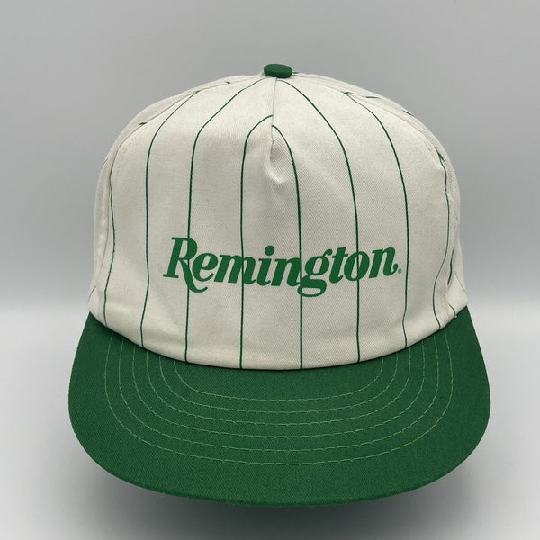 Vintage Remington Snapback Trucker Hat White And Green Pinstripes Swingster Rare