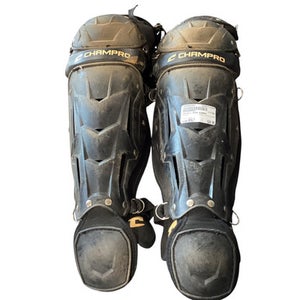 Used Champro SHIN GUARDS Catchers Leg Guards Black Adult 11479-S000401843