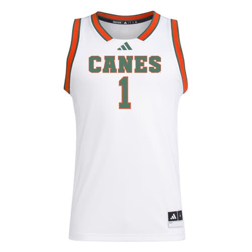 adidas Miami Hurricanes 2025 Replica Swingman Jersey White orange Canes 1 Men M