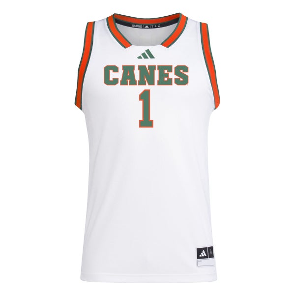 adidas Miami Hurricanes 2025 Replica Swingman Jersey  White orange Canes 1 Men M