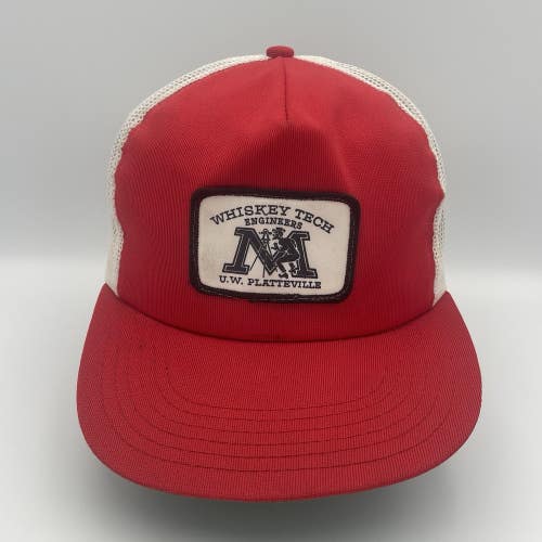 Vintage UW Platteville Wisconsin Whiskey Tech Engineers Snapback Trucker Hat Cap