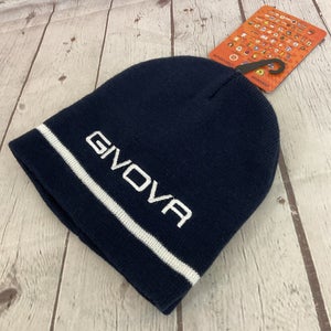 GIVOVA ACC05 Youth's ZUCCOTTO 100% Acrylic Beanie Navy Blue White OSFM