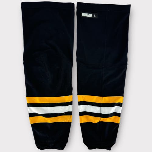 Pro Stock Used CCM Large, XL Wilkes-Barre/Scranton Penguins Away Black Hockey Socks