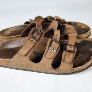 Birkenstock Florida Brown Leather Slides Sandals Soft Footbed Women Size: 39 / 8