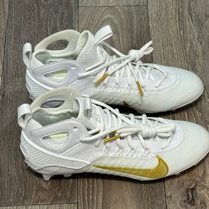 Nike Men's Huarache 9 Elite LAX Lacrosse Cleats White/Gold FD0088-100 Size 7.5